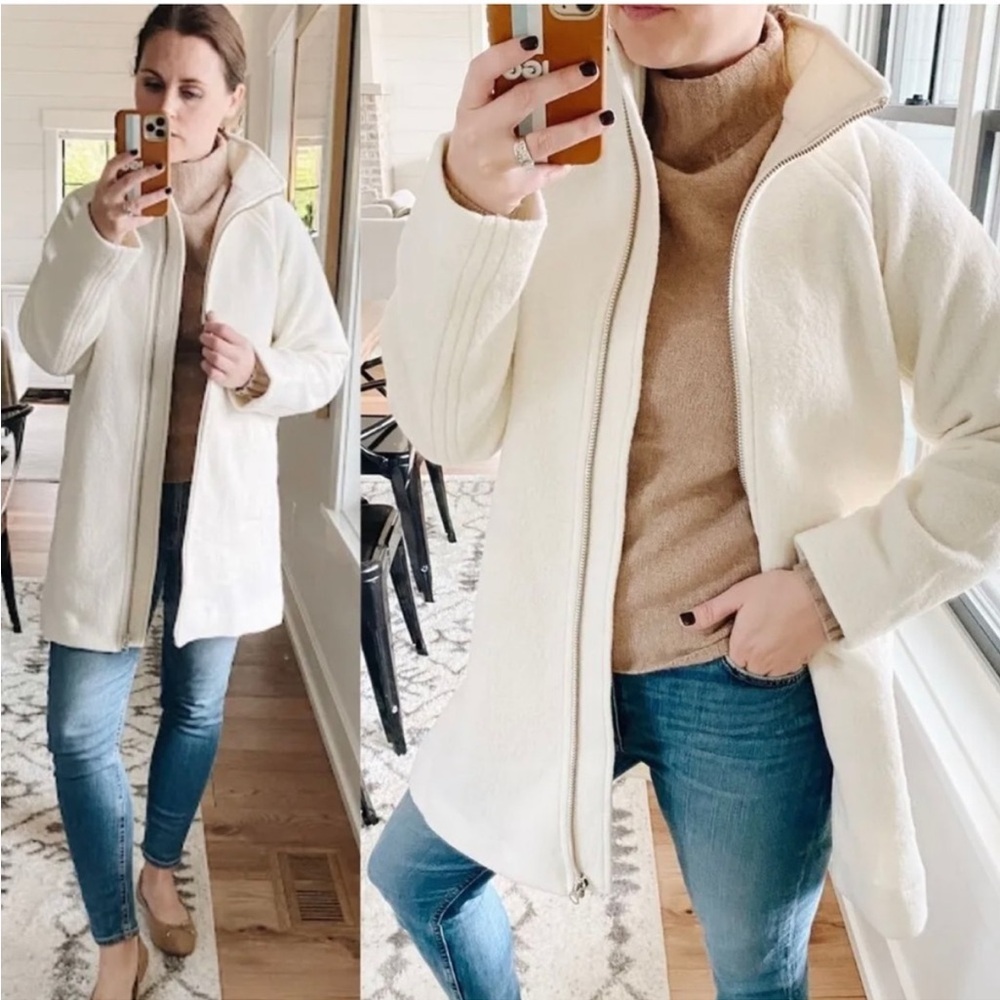 J. Crew Swingy Mockneck Coat Italian Boiled Wool Cream Ivory S Jacket Spring